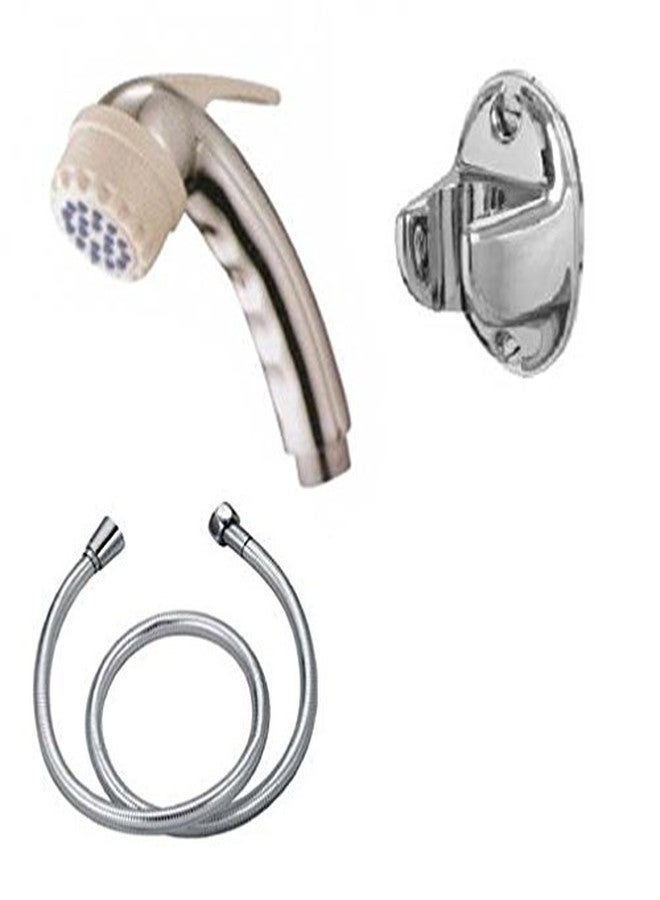SHRUTI Pvc Anglo Indian Heavy Duty Toilet Commode Seat Cover- Ivory + Free SHRUTI Health Faucet ABS with Rubbit Cleaning System, With 1 Meter long Full Cp Pvc Flexible Tube and ABS Wall Hook (Chrome) - (2261Ivory,1175,1165) - Image 5